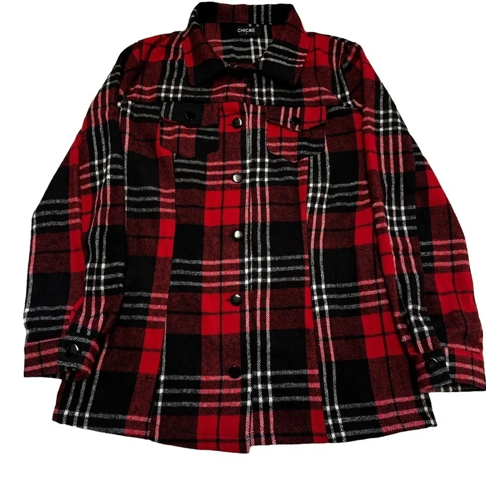 Chic Me Flannel Shirt Shacket Coat Plaid Red
Brushed Flannel Size Small NEW - Picture 13 of 15